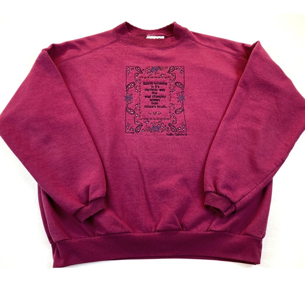 Northern Reflections VTG Sweatshirt Burgundy Embroidery L